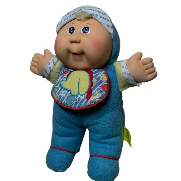 Cabbage Patch Kids Baby Land Boy Rattle Doll Blonde Blue Eyes 1988 Lovey Plush - Picture 4 of 10